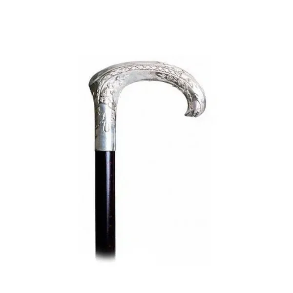 Canne poignée crochet argenté